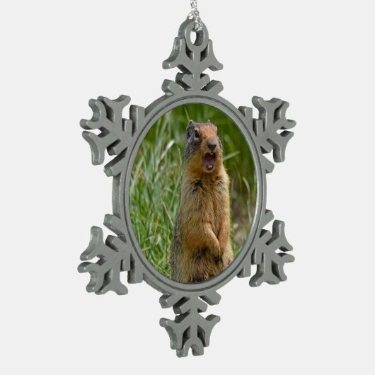 Niedliche Gopher Schneeflocken Zinn-Ornament (Links)