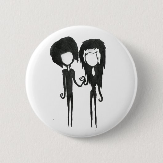 Niedliche Goth Boy und Girly Alternative Art Button (Vorderseite)