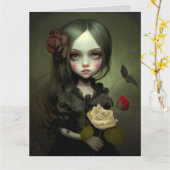 NIEDLICHE GOTH GIRL SWEET BIRTHDAY GOTHIC GREETING KARTE (Gelbe Blume)