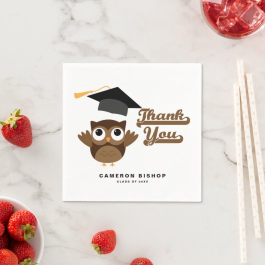 Niedliche Graduate Owl Graduation Party Danke Serviette (Beispiel)
