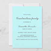 Niedliche Graduiertenkalligrafie Drei Foto Blau Einladung (Rückseite)