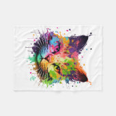 Niedliche Graffiti Neon Tinte Splash Katze Fleecedecke (Vorderseite (Horizontal))