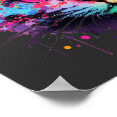 Niedliche Graffiti Neon Tinte Splash Katze Poster (Ecke)