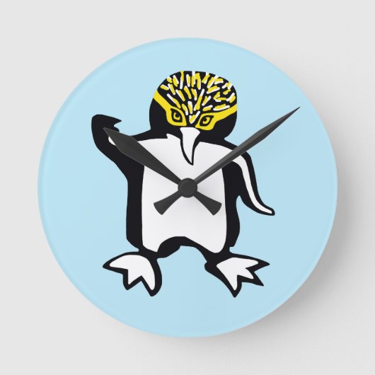 Niedliche Grafik PENGUIN - Ozeanblau Runde Wanduhr (Vorderseite)