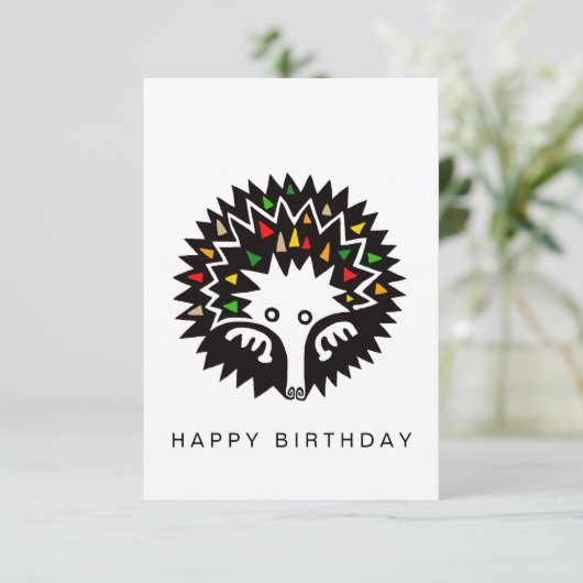 Niedliche grafische ECHIDNA - Wildlife - Conservat Dankeskarte (Stehend Vorderseite)