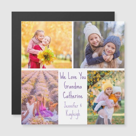 Niedliche Grandkids Fotos Custom Oma Magnet Card (Vorne/Hinten)