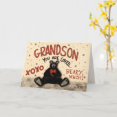 Niedliche Grandson Valentine Bear Fun Inspirivity Karte (Gelbe Blume)