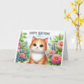 Niedliche Grandtochter-Katze und Blume Grußkarte Karte (Gelbe Blume)