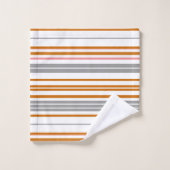 Niedliche graubraune Streifen Badhandtuch Set (Waschlappen)