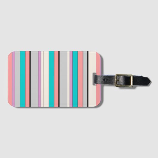 Niedliche graue Aqua-Streifen Gepäckanhänger (Vorderseite (Horizontal))