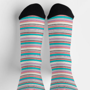 Niedliche graue Aqua-Streifen Socken