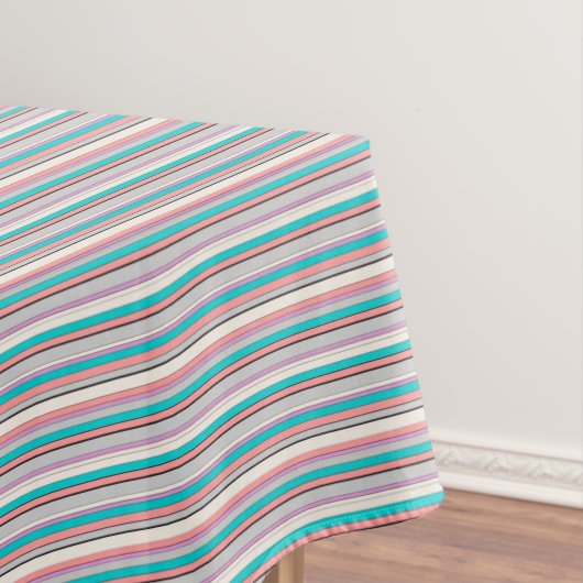 Niedliche graue Aqua-Streifen Tischdecke (Beispiel)