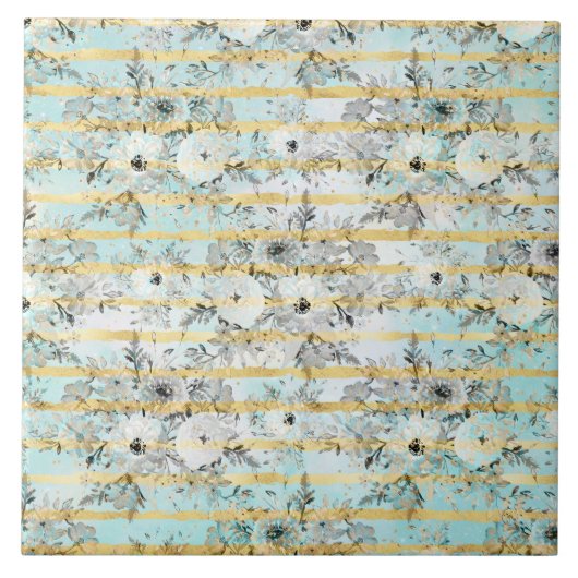 Niedliche, graue Aquarellbilder mit Blumenmuster u Fliese (Vorderseite)