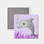 Niedliche graue Dolphin im Lila Wasser Magnet (Vorderseite/Rückseite)