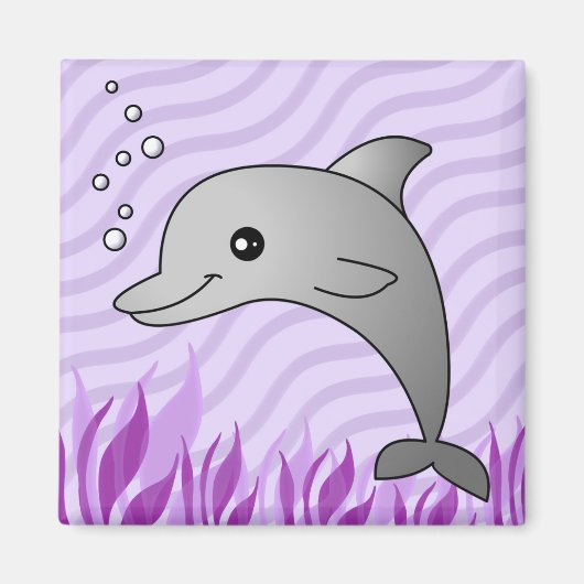 Niedliche graue Dolphin im Lila Wasser Magnet (Vorne)