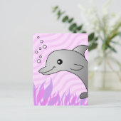 Niedliche graue Dolphin in rosa Wasser Postkarte (Stehend Vorderseite)