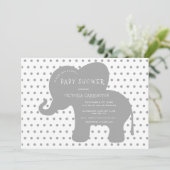 Niedliche Graue Elephant Punkte Kinderdusche Einladung (Stehend Vorderseite)