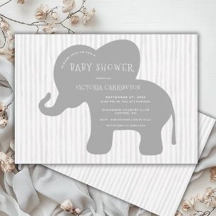 Niedliche Graue Elephant Stripe Babydusche Einladung