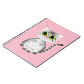 niedliche graue gestreifte Katzen-Cartoonart Notizblock (Linke Seite)