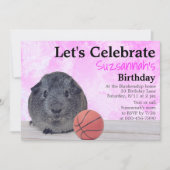 Niedliche Graue Guinea Pig Basketball Custom Party Einladung (Vorderseite)