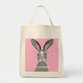 Niedliche graue Hare Whimsy-Illustration Tragetasche (Vorne)