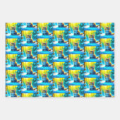 Niedliche graue Kätzchen im Schnee Weihnachten Geschenkpapier Set (Vorderseite 2)