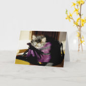 Niedliche graue Kätzchen in purer Überlegung Karte (Gelbe Blume)