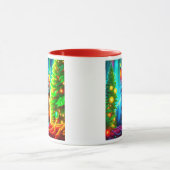 Niedliche graue Kätzchen mit Weihnachtsbäumen Tasse (Zentrum)