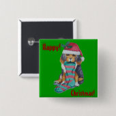 niedliche, graue Kätzchen, Weihnachtsgeschenk Button (Vorne & Hinten)