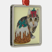 niedliche, graue Kätzchen, Weihnachtsgeschenk Silbernes Ornament (Rechts)