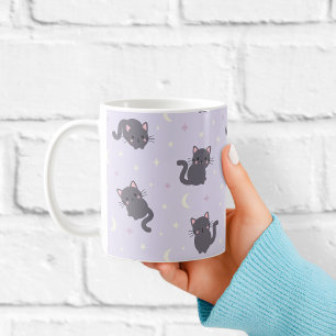 Niedliche Graue Katze Lila Tasse Kawaii Katzen