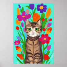 Niedliche graue Katze mit farbigen Blume