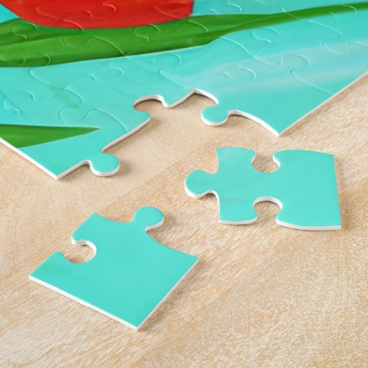 Niedliche graue Katze mit farbigen Blume Puzzle (Seite)