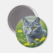 Niedliche graue Katze mit gelben Augen Ai Art Magnet (Vorderseite/Rückseite)