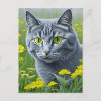 Niedliche graue Katze mit gelben Augen Ai Art