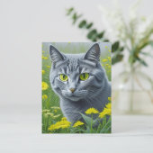 Niedliche graue Katze mit gelben Augen Ai Art Postkarte (Stehend Vorderseite)