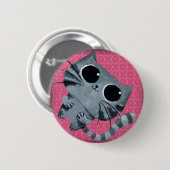 Niedliche graue Katze mit großen schwarzen Augen Button (Vorne & Hinten)