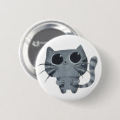 Niedliche graue Katze mit großen schwarzen Augen Button (Vorne & Hinten)