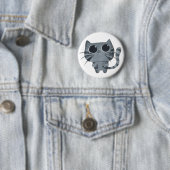 Niedliche graue Katze mit großen schwarzen Augen Button (Beispiel)