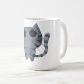 Niedliche graue Katze mit großen schwarzen Augen Kaffeetasse (VorderseiteRechts)