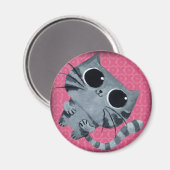 Niedliche graue Katze mit großen schwarzen Augen Magnet (Vorderseite/Rückseite)