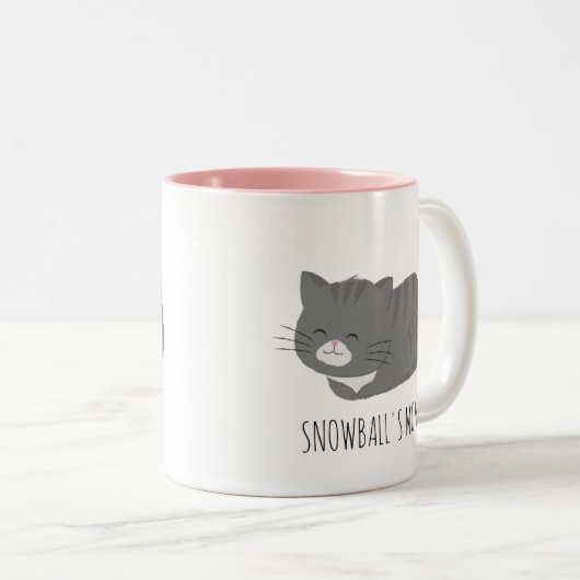 Niedliche graue Katze - personalisierte Mug Zweifarbige Tasse (VorderseiteRechts)
