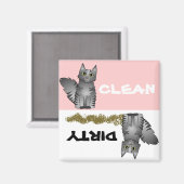 Niedliche graue Katze Saubere Geschirrspülmaschine Magnet (Vorderseite/Rückseite)