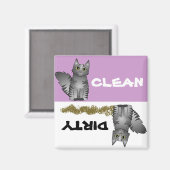 Niedliche graue Katze Saubere Geschirrspülmaschine Magnet (Vorderseite/Rückseite)