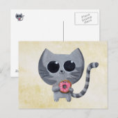 Niedliche graue Katze und Donut Postkarte (Vorne/Hinten)