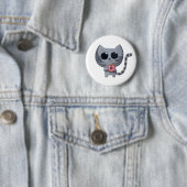 Niedliche graue Katze und Krapfen Button (Beispiel)