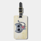 Niedliche graue Katze und Krapfen Gepäckanhänger (Vorderseite vertikal)