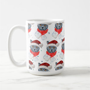 Niedliche graue Katze Wasserfarben mit Scara Kaffeetasse