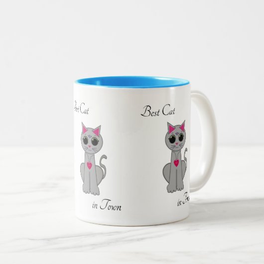 Niedliche graue Katze Zweifarbige Tasse (VorderseiteRechts)