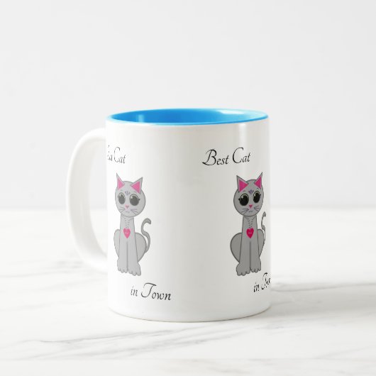 Niedliche graue Katze Zweifarbige Tasse (Vorderseite Links)